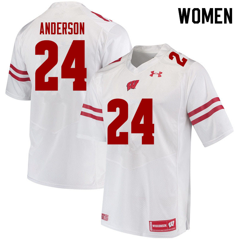 Wisconsin Badgers Women's #24 Haakon Anderson NCAA Under Armour Authentic White College Stitched Football Jersey QO40E13FB